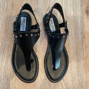 Jimmy Choo Leather Gladiator Stud Sandals